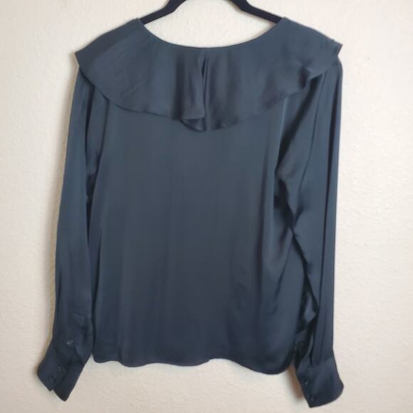 J.Crew Goldie Satin Blouse Top Black Size XS NWT Preppy Monochrome Quiet Luxury - Picture 8 of 10